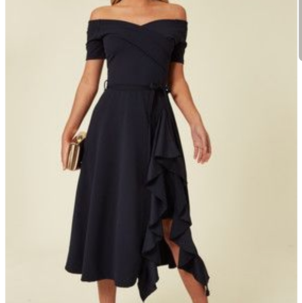 Ruffle off shoulder dress